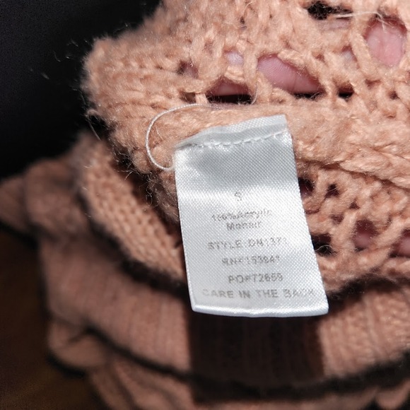 Windsor Pink Cable Knit Cropped Sweater Mock Neck Long Sleeve Women Small D22 - Picture 4 of 4